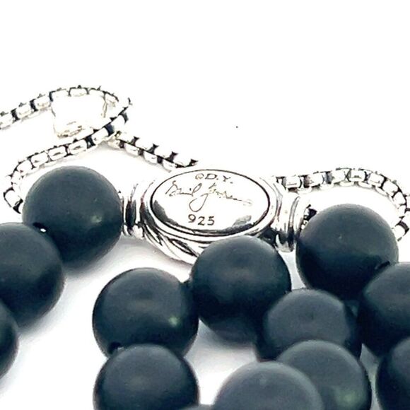 David Yurman Authentic Estate Matte Onyx Spiritual Beads Bracelet sil 8.5" DY407 - Picture 4 of 12
